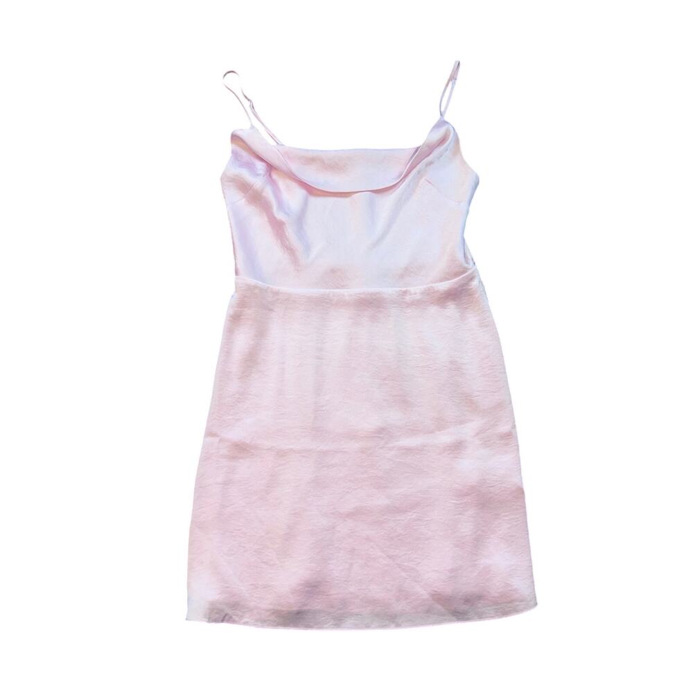 Sunday Best Aritzia Pastel Pink Satin Cowl Neck Slip Mini Dress Medium